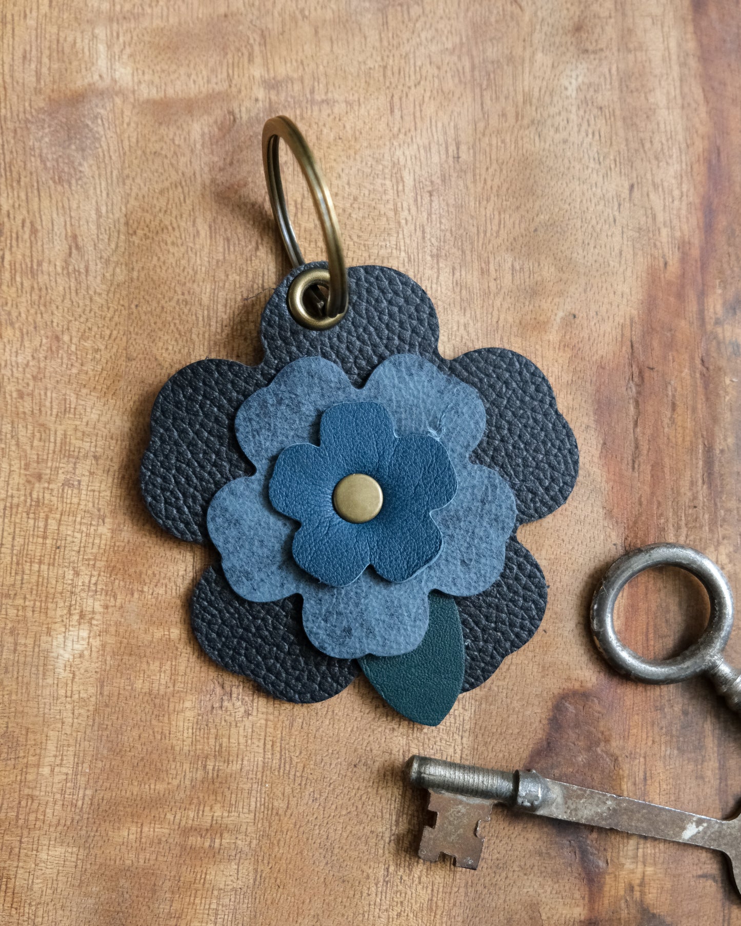 Leather Flower Keychain / Bag Charm