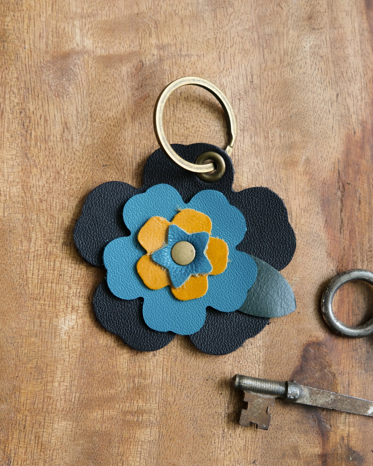 Leather Flower Keychain / Bag Charm