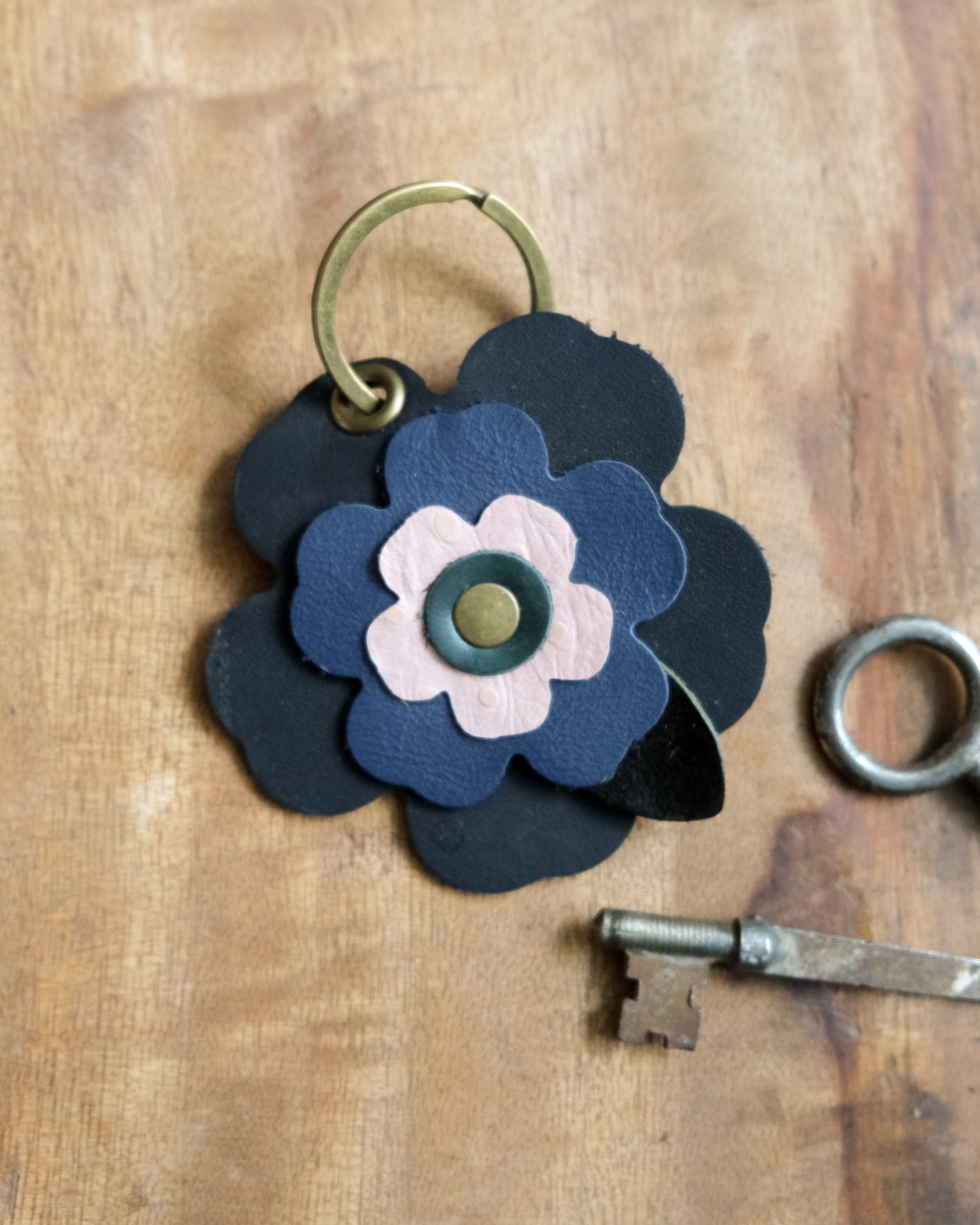 Leather Flower Keychain / Bag Charm