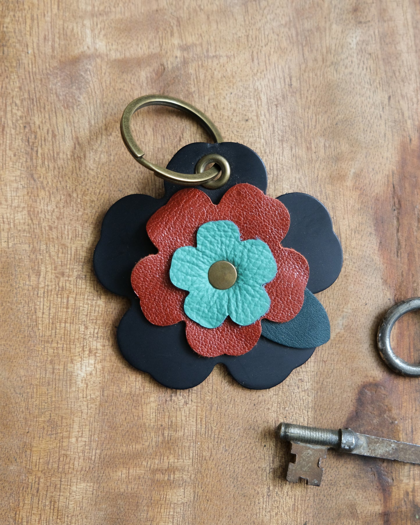 Leather Flower Keychain / Bag Charm