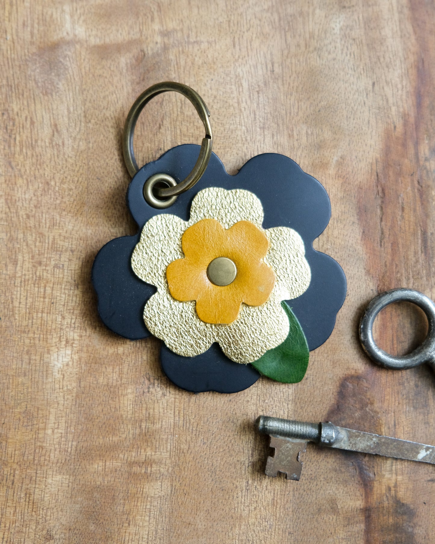 Leather Flower Keychain / Bag Charm