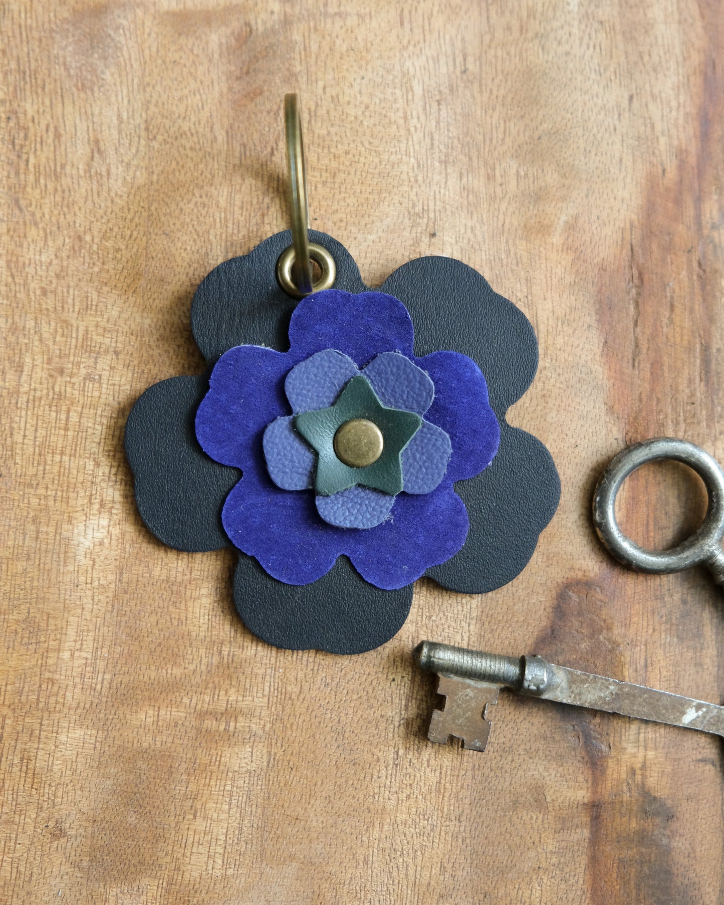 Leather Flower Keychain / Bag Charm