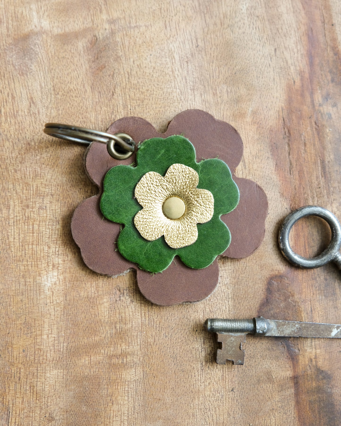 Leather Flower Keychain / Bag Charm