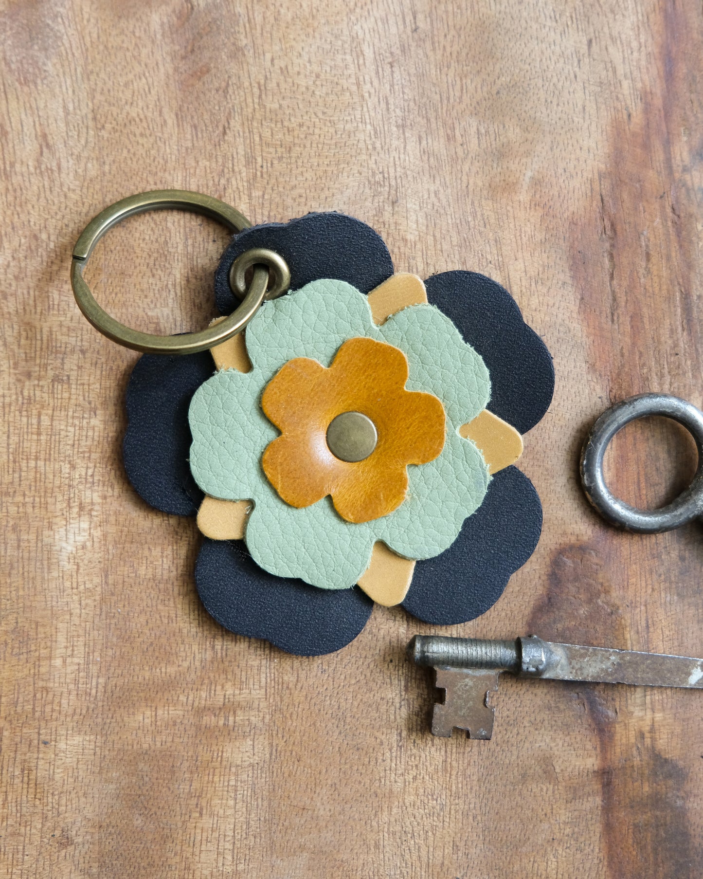 Leather Flower Keychain / Bag Charm