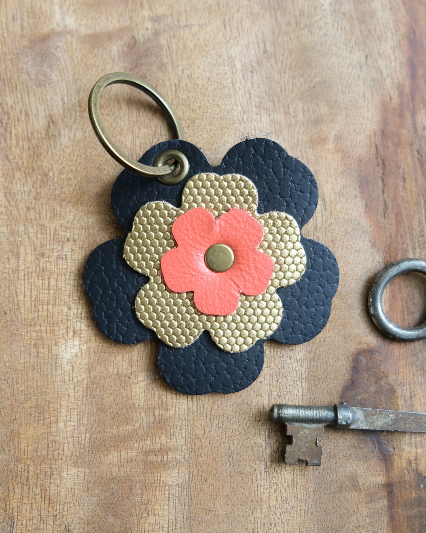 Leather Flower Keychain / Bag Charm