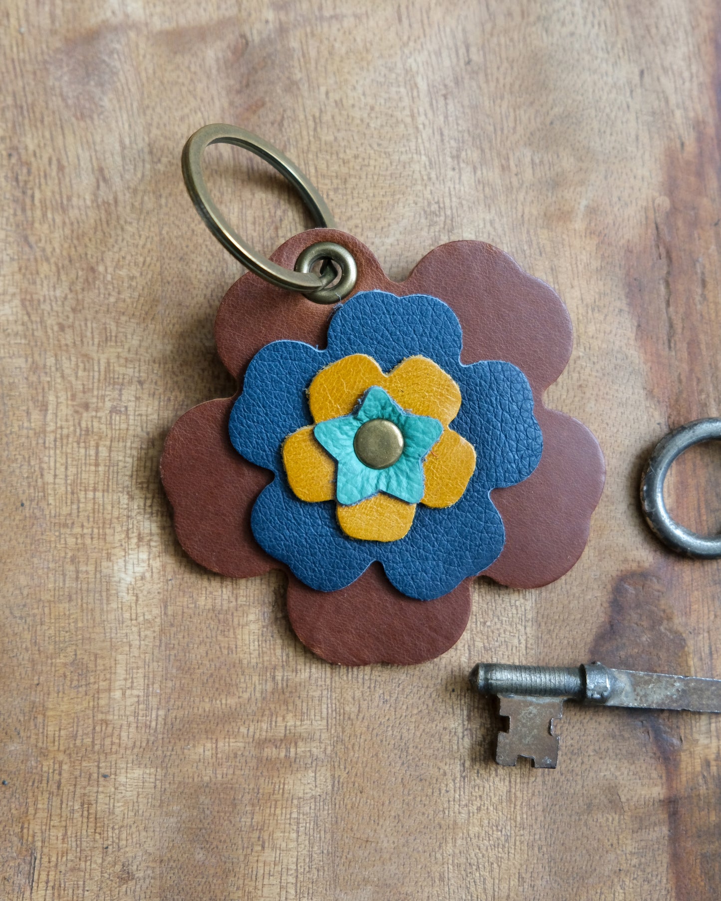 Leather Flower Keychain / Bag Charm