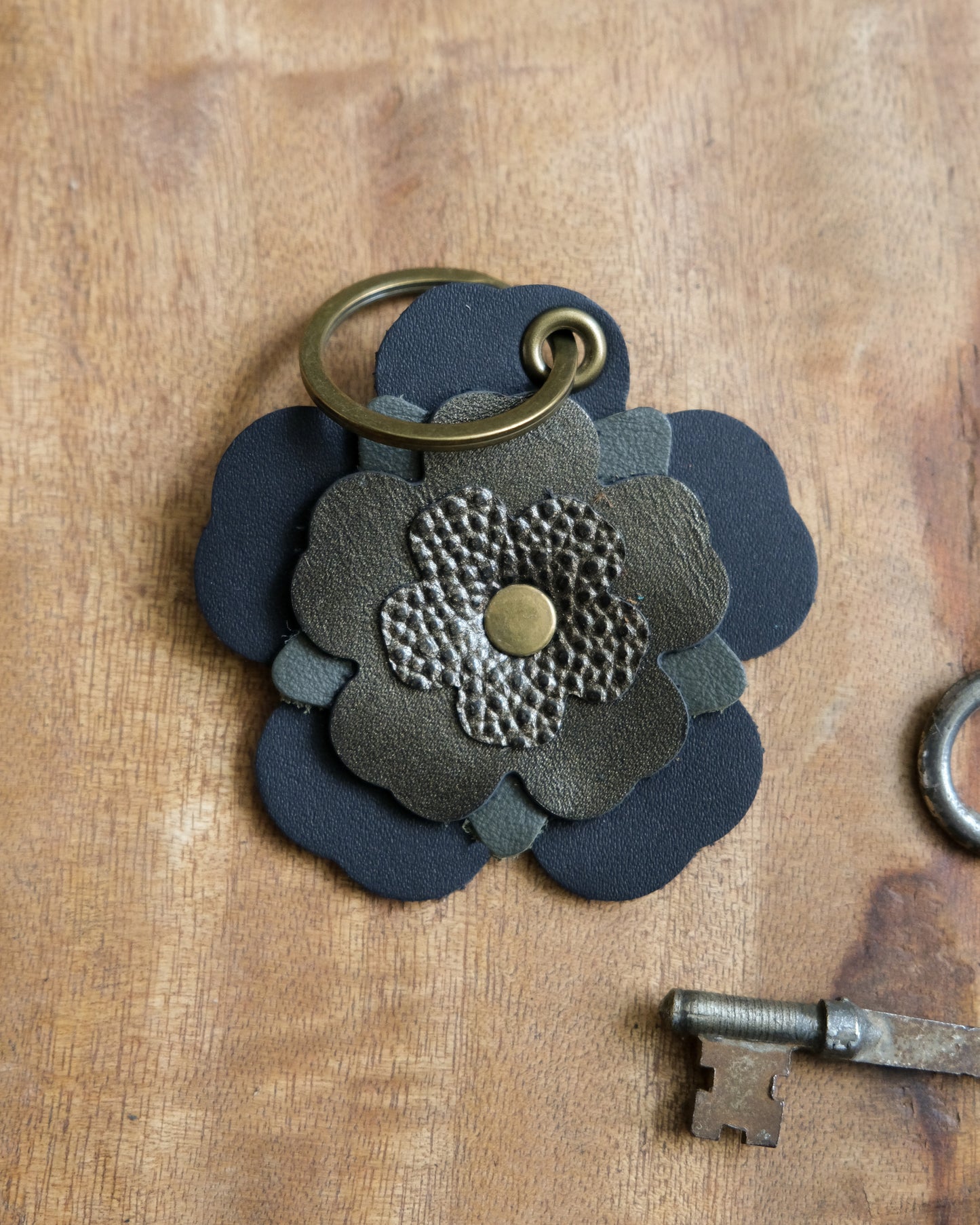 Leather Flower Keychain / Bag Charm