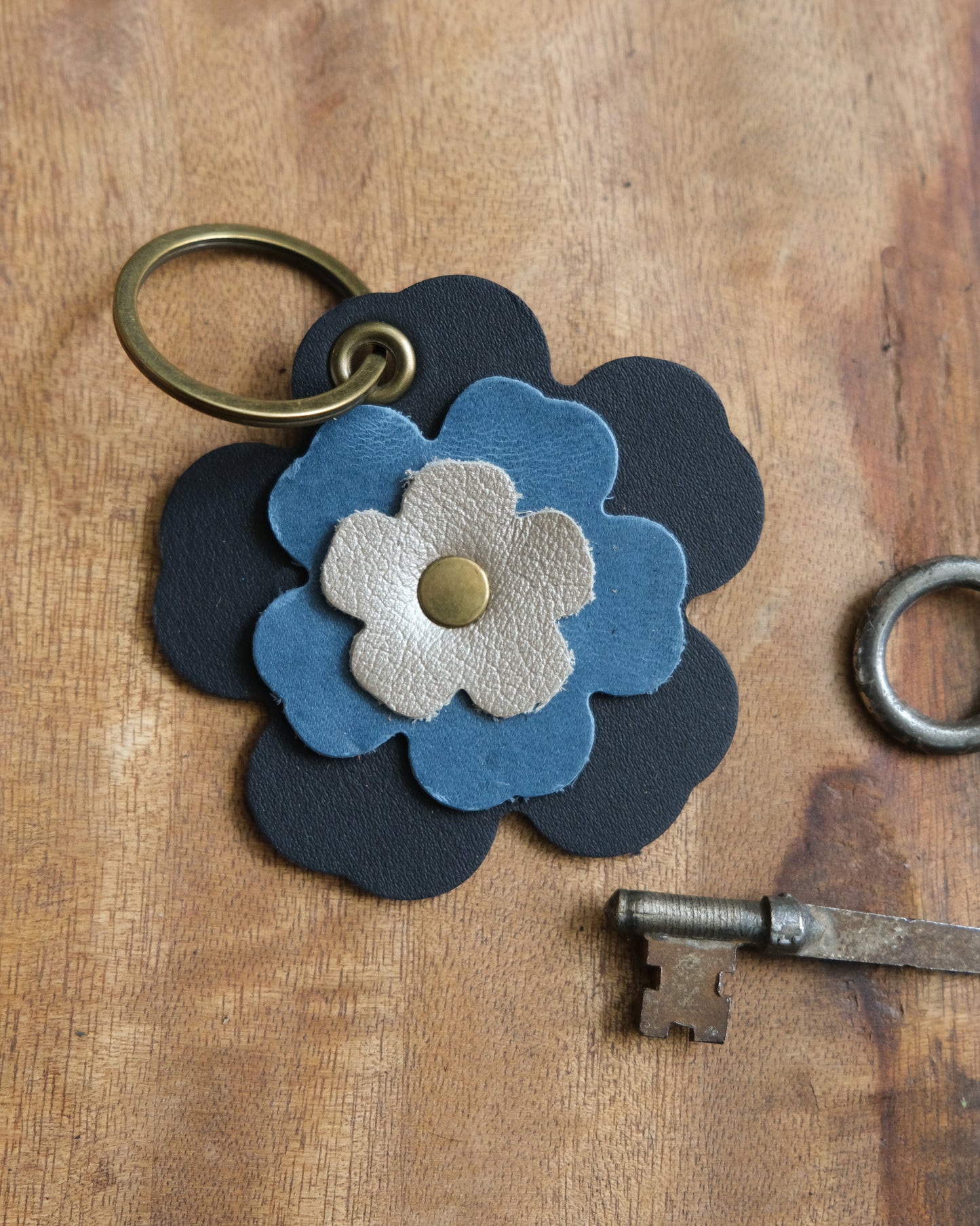 Leather Flower Keychain / Bag Charm