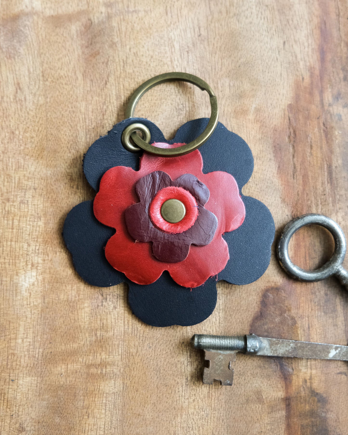 Leather Flower Keychain / Bag Charm