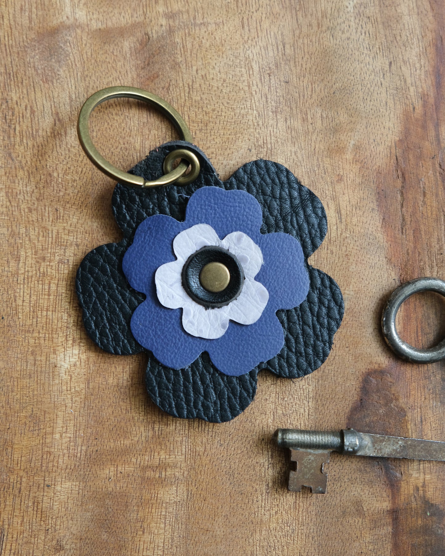 Leather Flower Keychain / Bag Charm