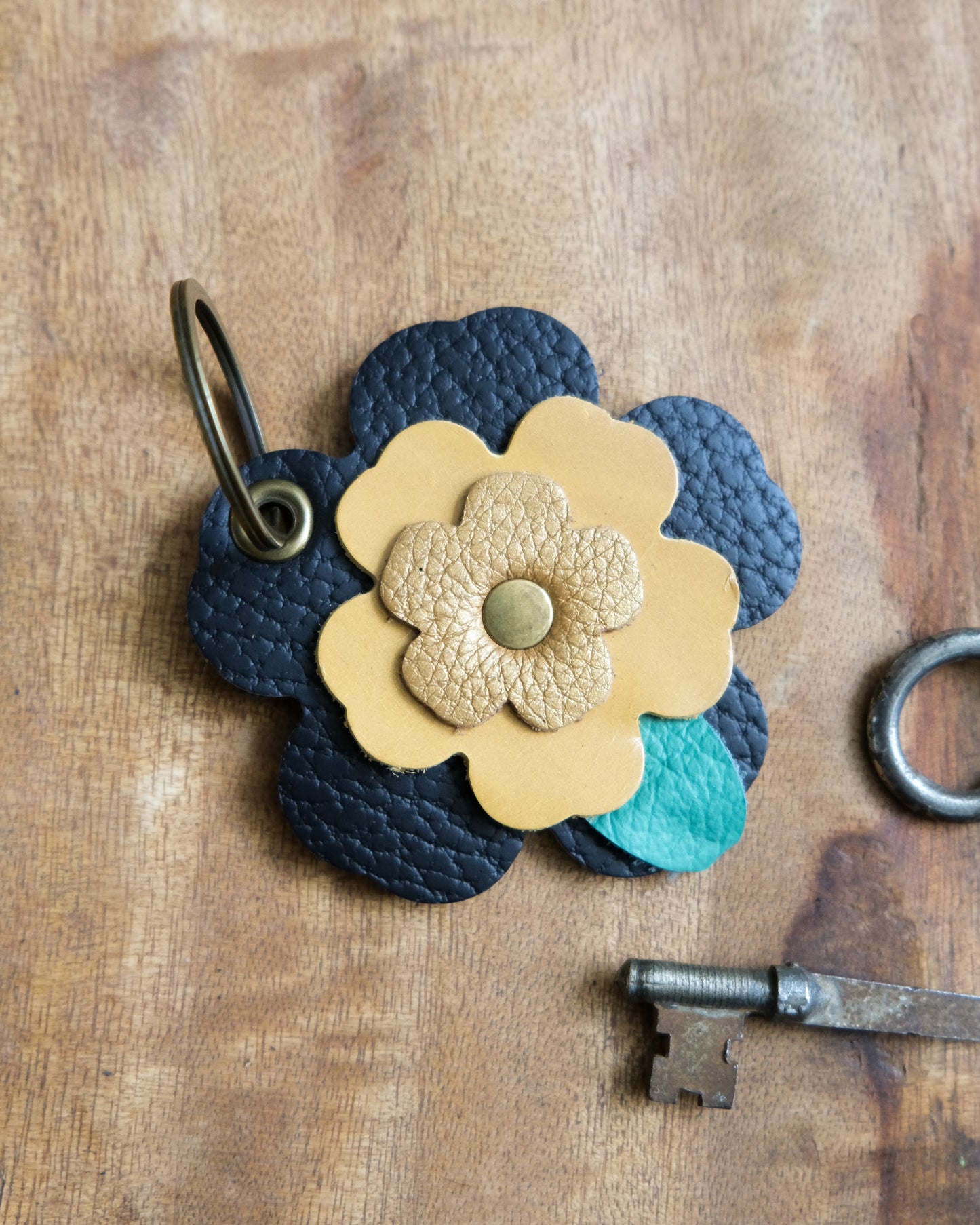 Leather Flower Keychain / Bag Charm