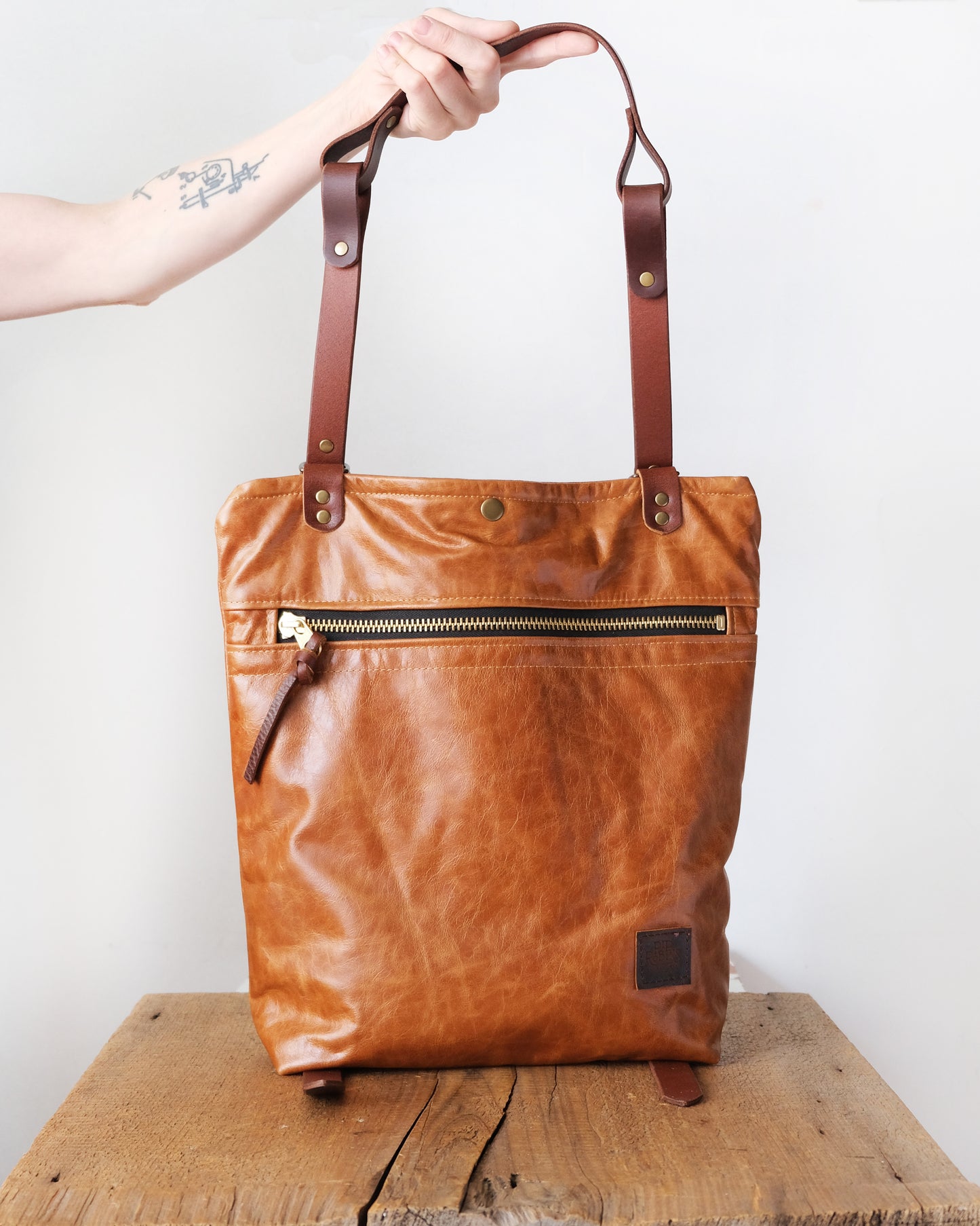 Zip-Top Convertible Backpack: Cognac Leather