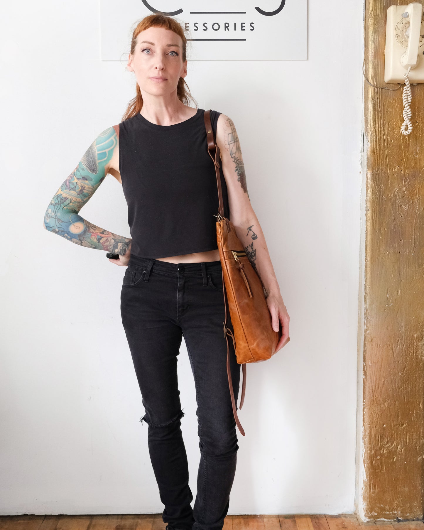 Zip-Top Convertible Backpack: Cognac Leather