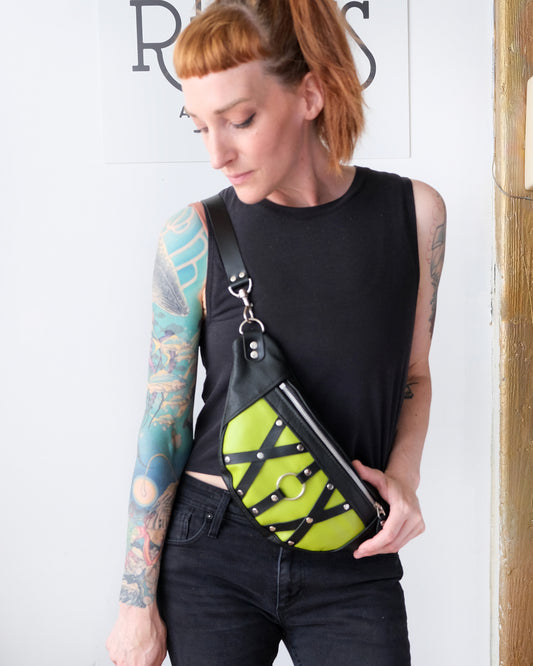 Mini Tabitha: Lime Green and Black Strapping