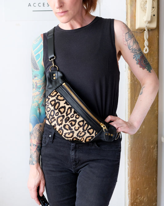 Mini Tabitha: Leopard and Black Leather