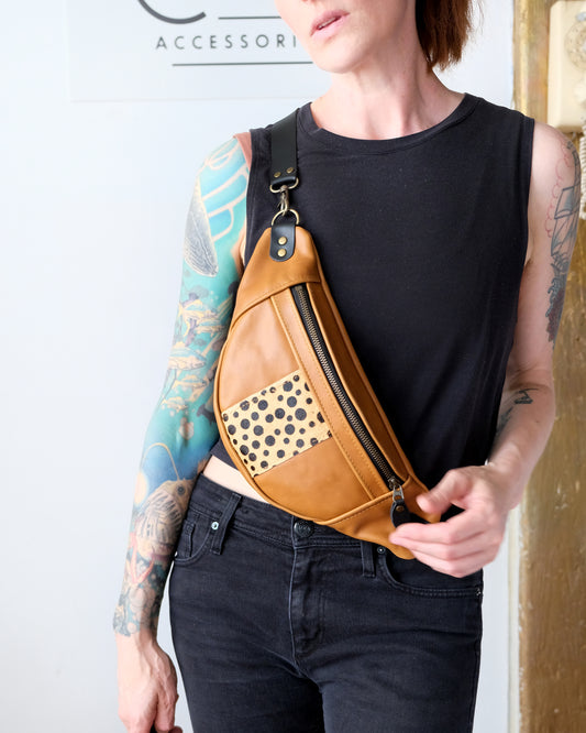 Mini Tabitha: Cognac and Dots Leather