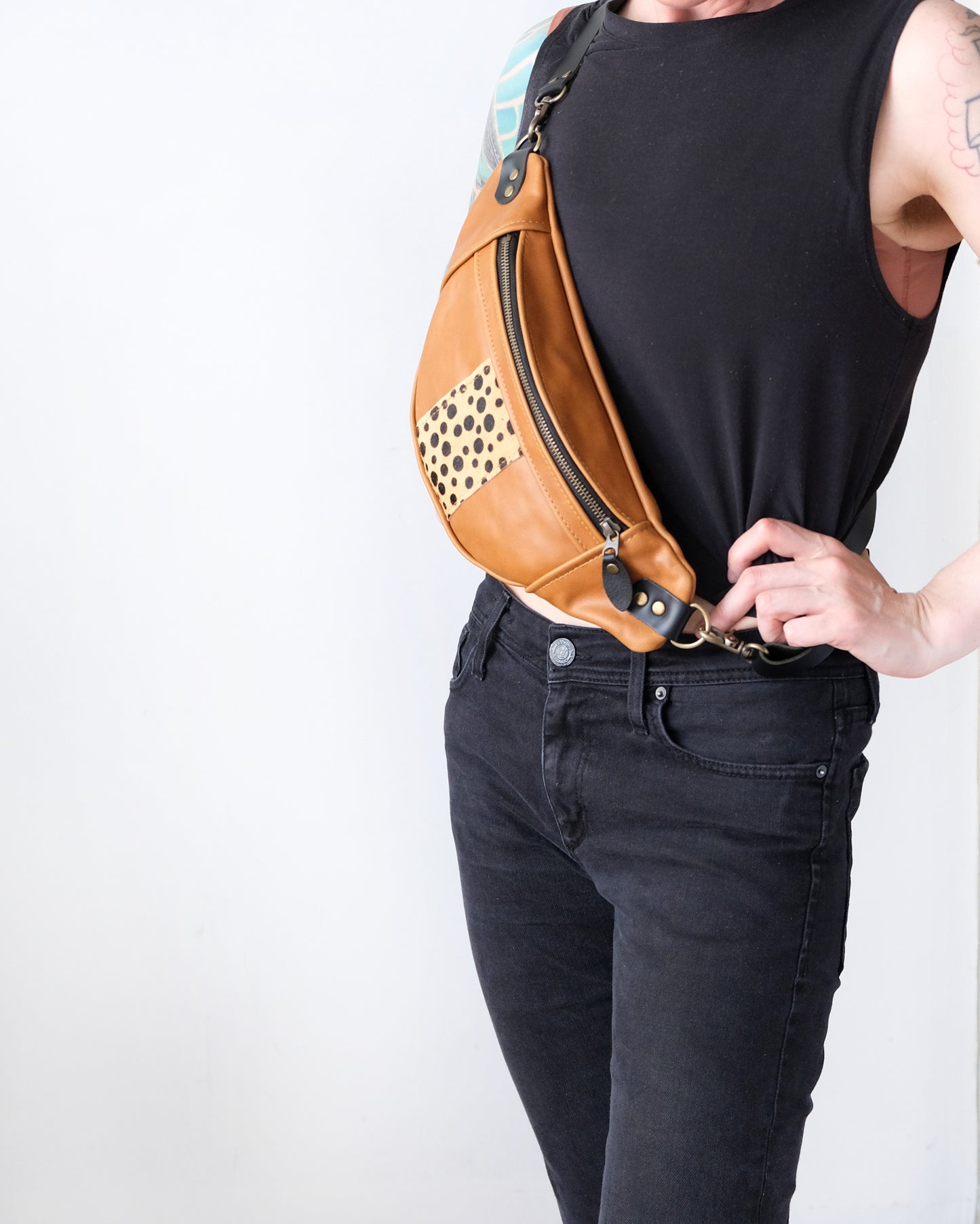 Mini Tabitha: Cognac and Dots Leather