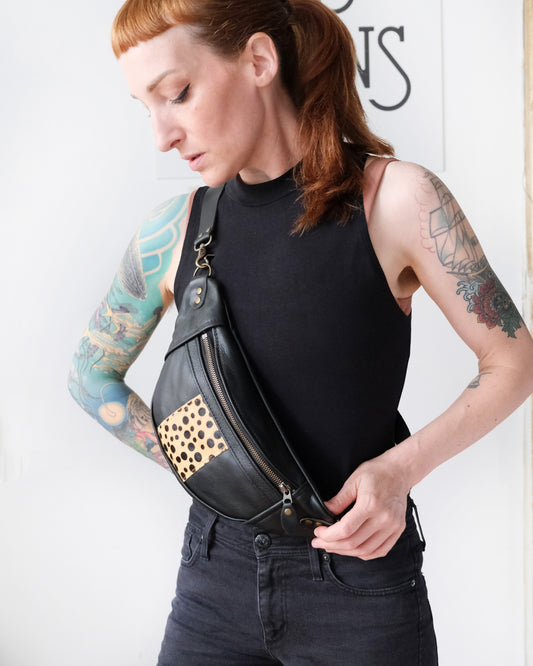 Mini Tabitha: Black and Dots Leather