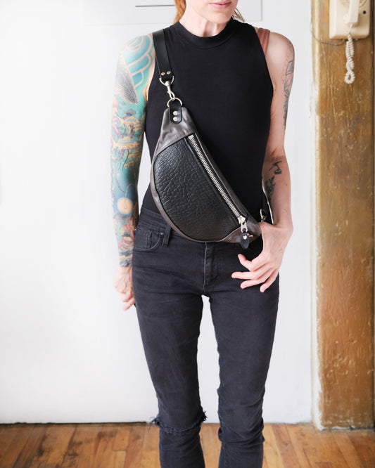 Mini Tabitha: Shrunken Lamb and Gunmetal Leather (Chrome Hardware)