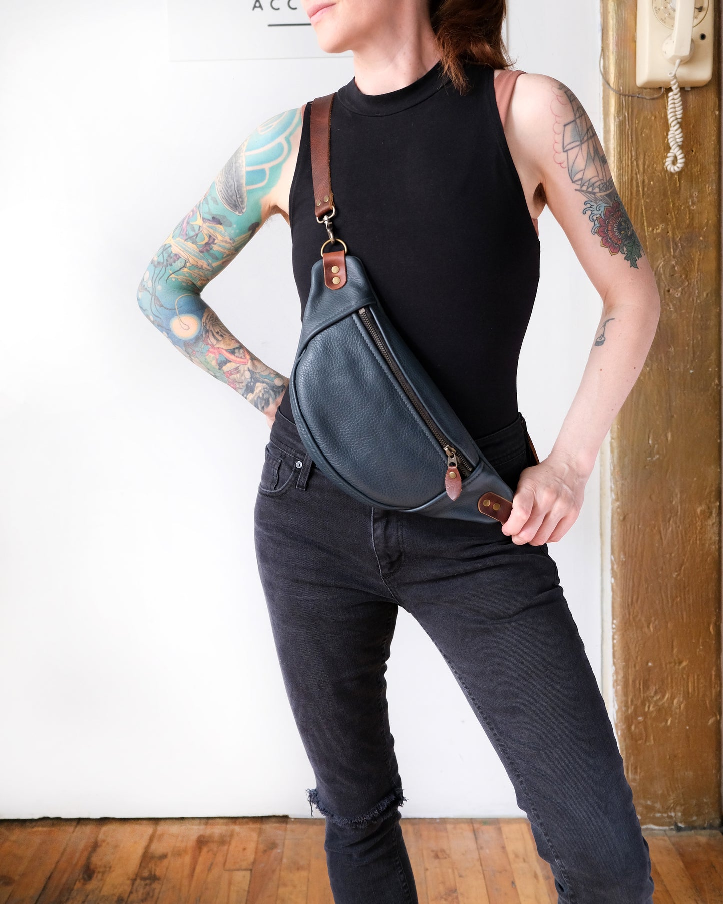 Mini Tabitha: Dark Blue Leather