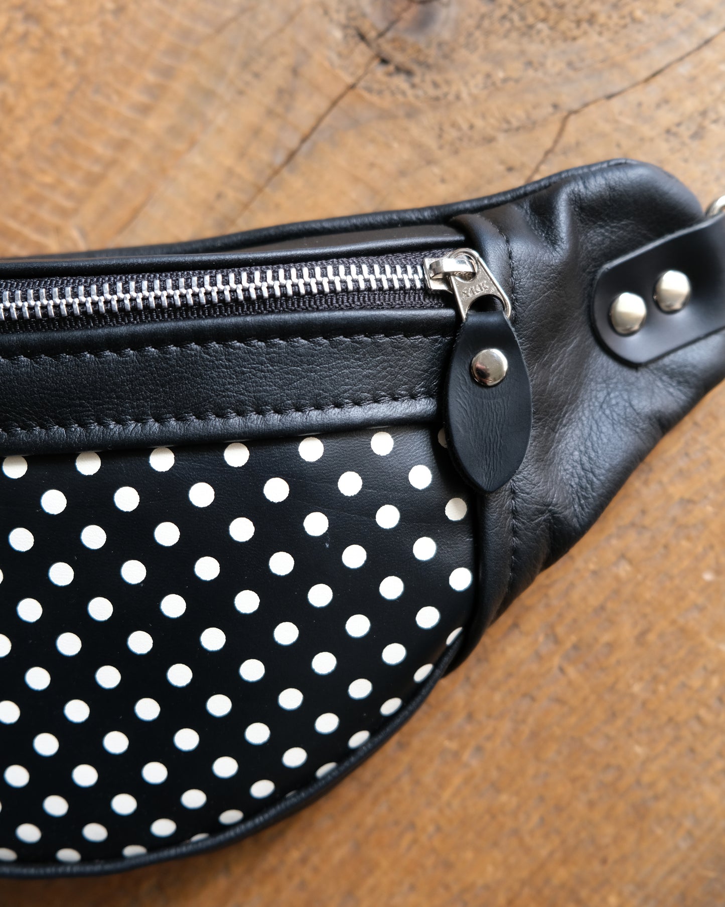 Mini Tabitha: Black and Polka Dot Leather
