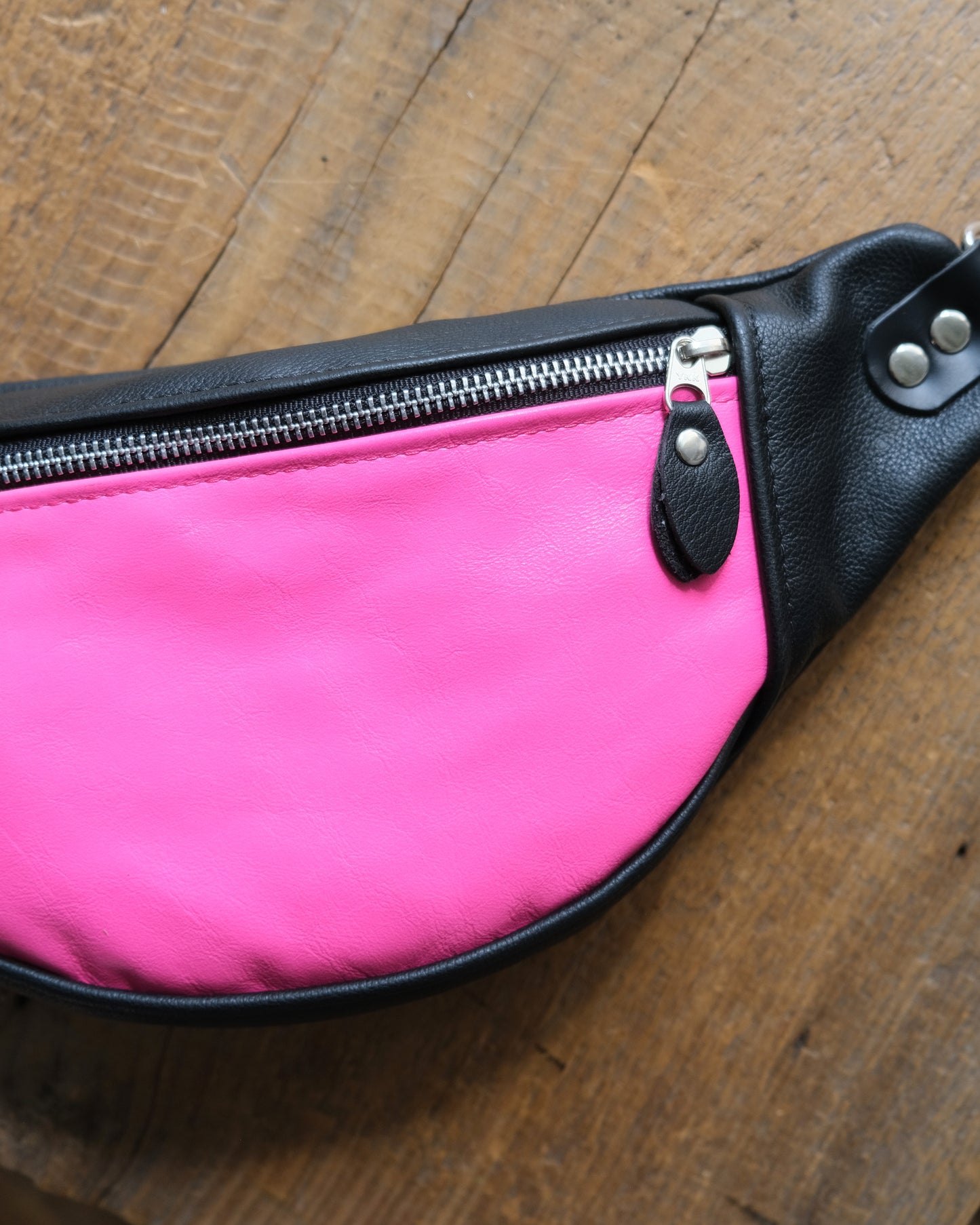 Mini Tabitha: Black and Hot Pink Leather