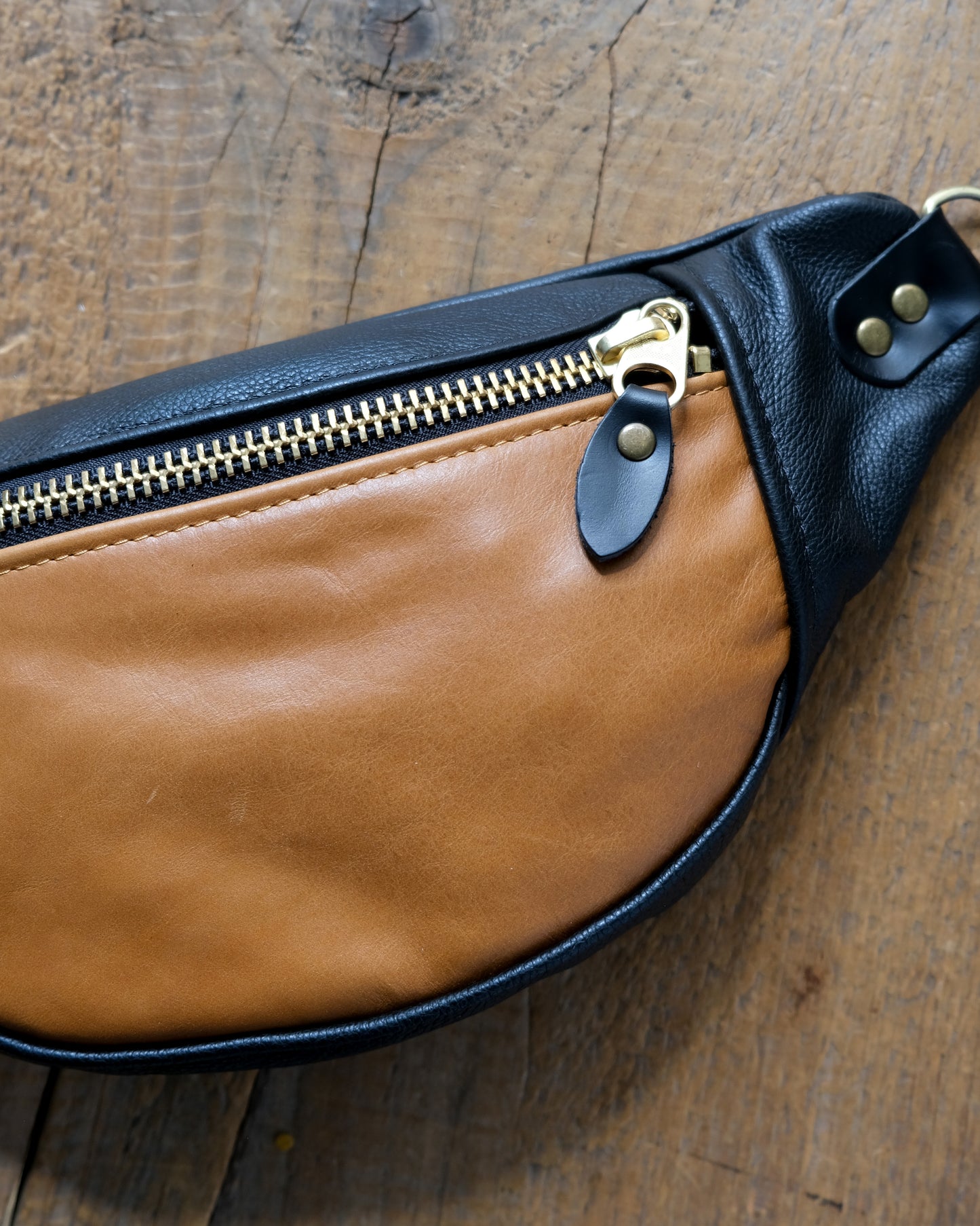 Mini Tabitha: Cognac and Black Leather