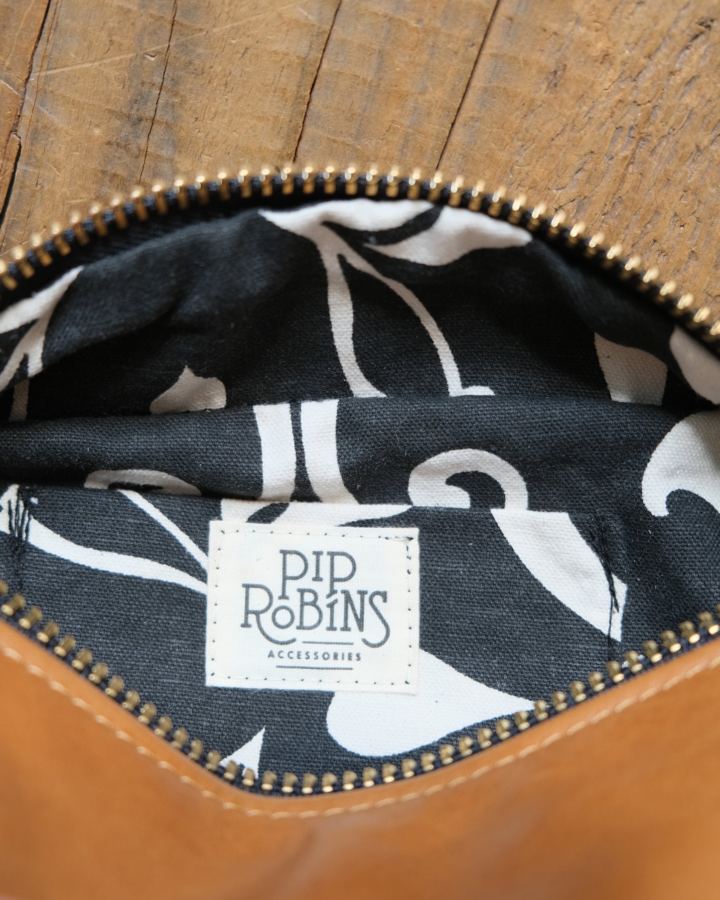 Mini Tabitha: Cognac and Black Leather