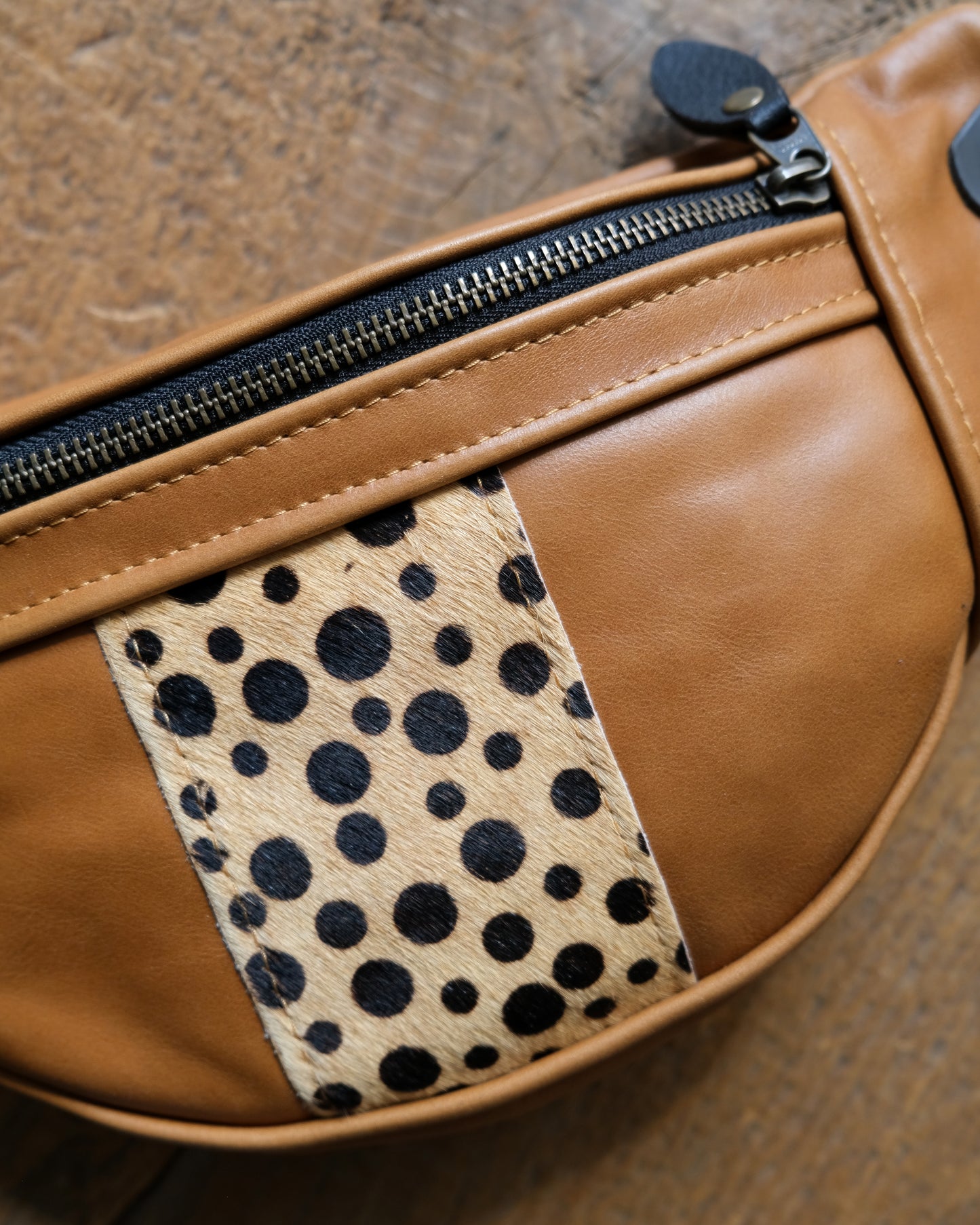 Mini Tabitha: Cognac and Dots Leather