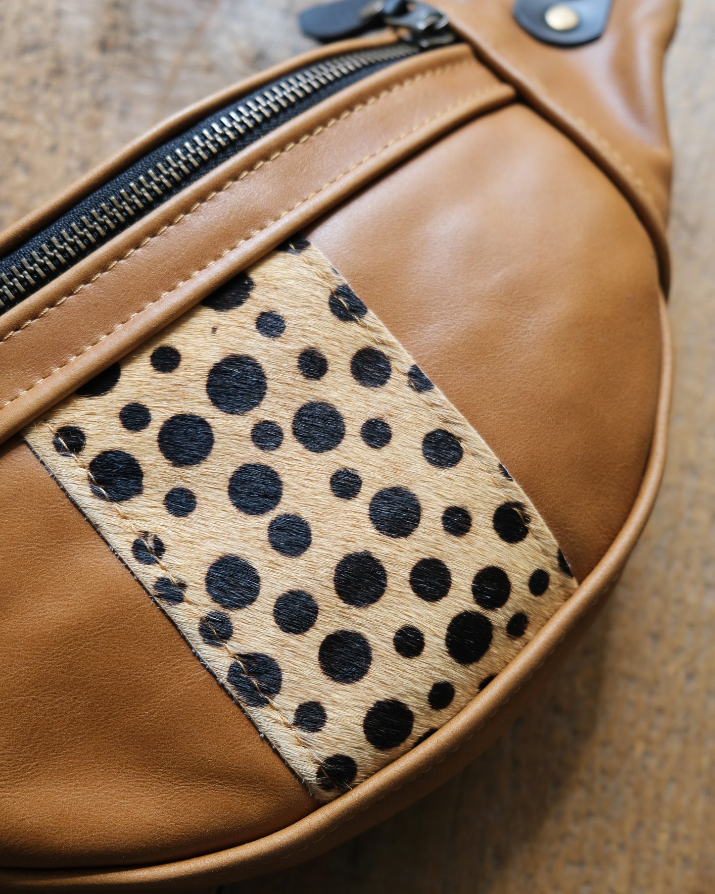 Mini Tabitha: Cognac and Dots Leather