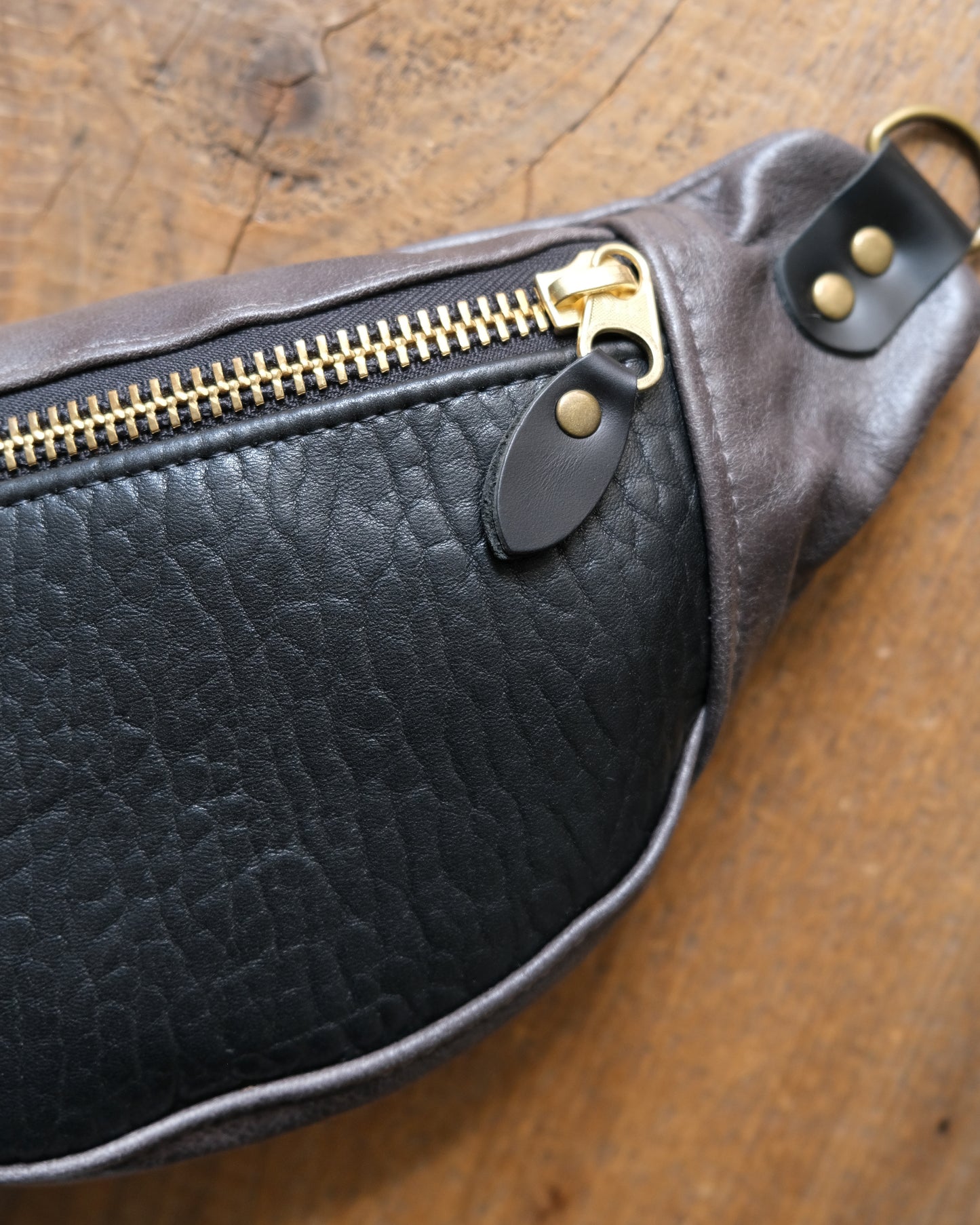 Mini Tabitha: Shrunken Lamb and Gunmetal Leather (Brass Hardware)