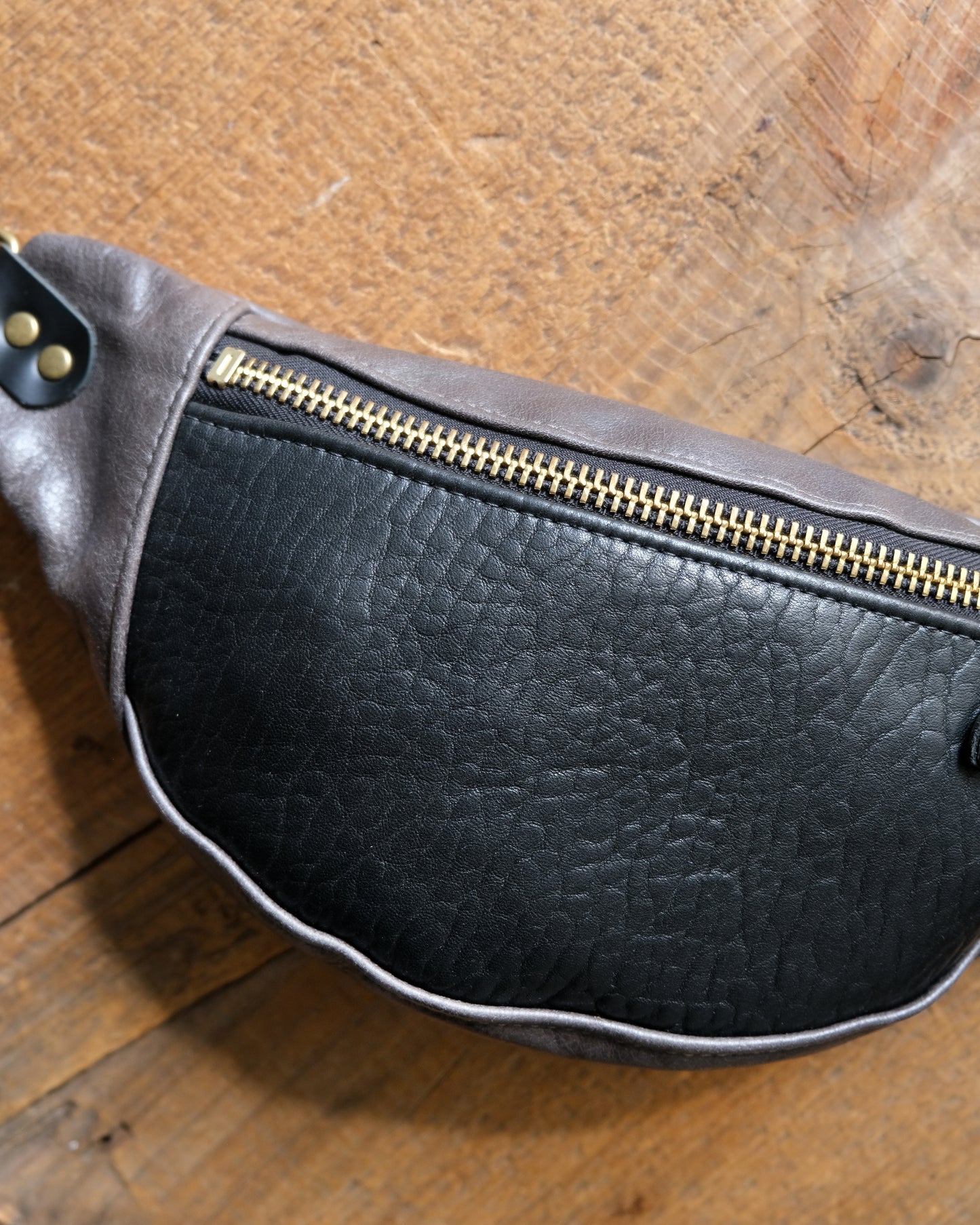 Mini Tabitha: Shrunken Lamb and Gunmetal Leather (Brass Hardware)