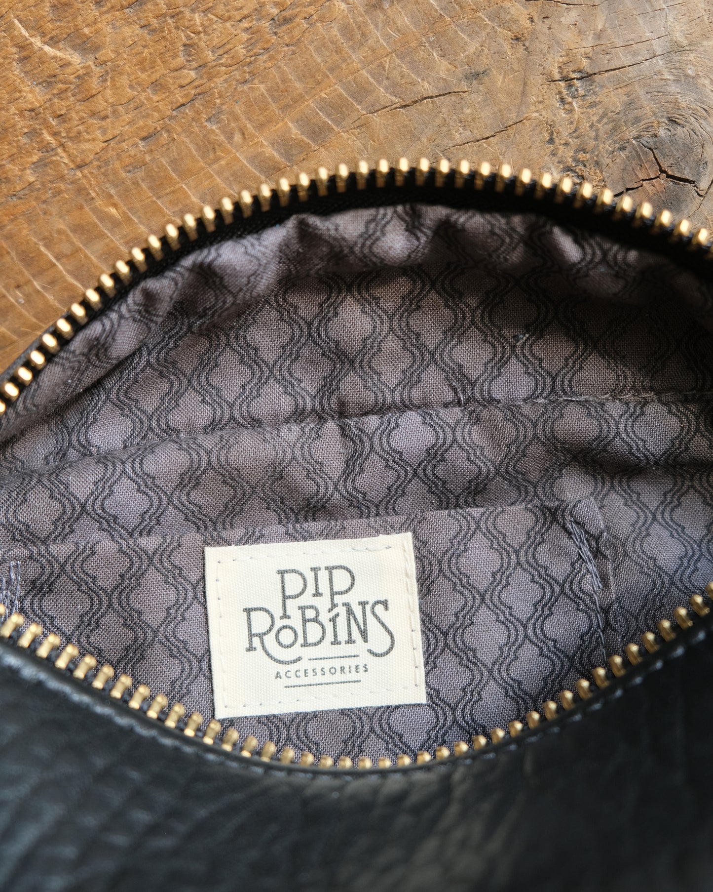 Mini Tabitha: Shrunken Lamb and Gunmetal Leather (Brass Hardware)