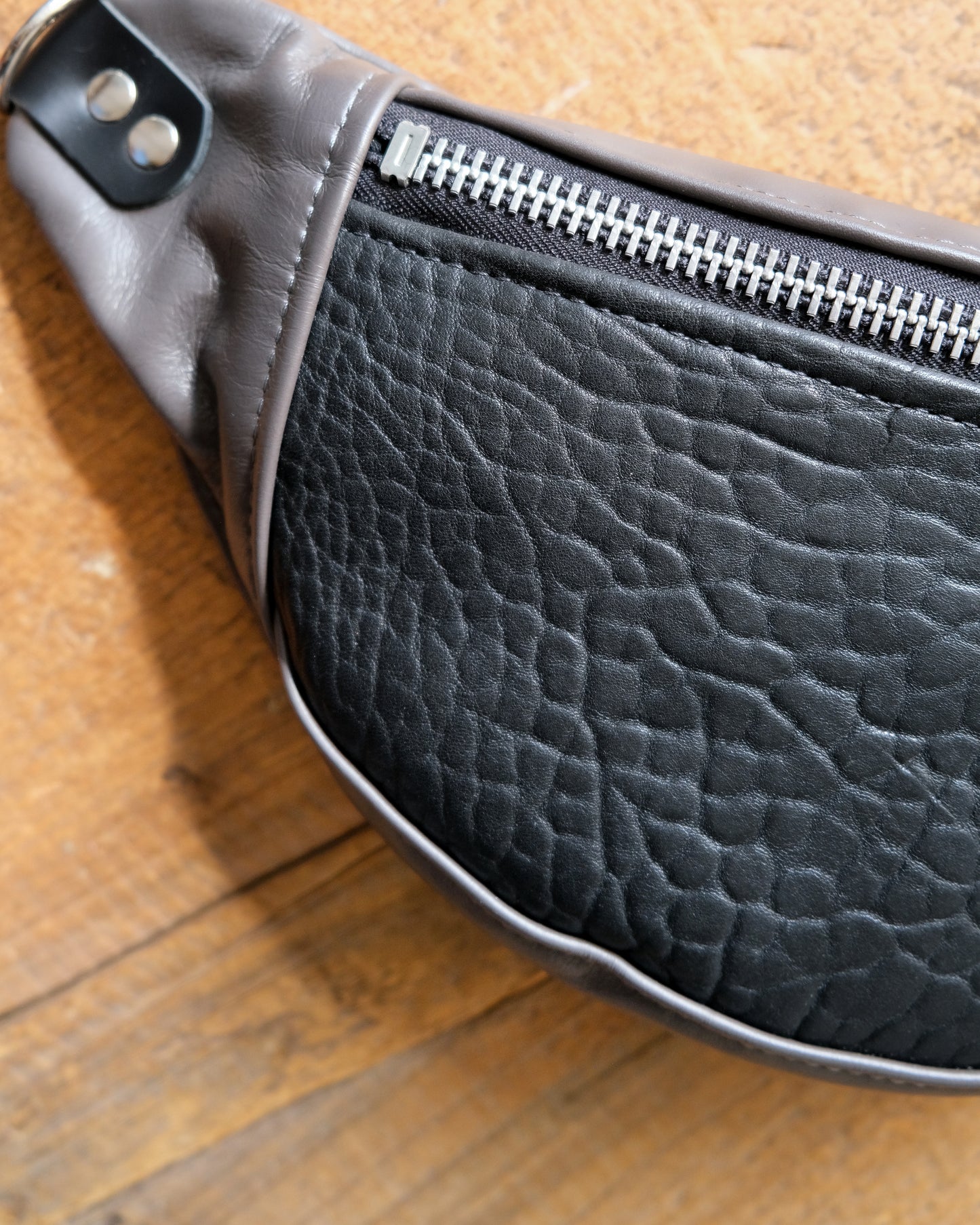 Mini Tabitha: Shrunken Lamb and Gunmetal Leather (Chrome Hardware)