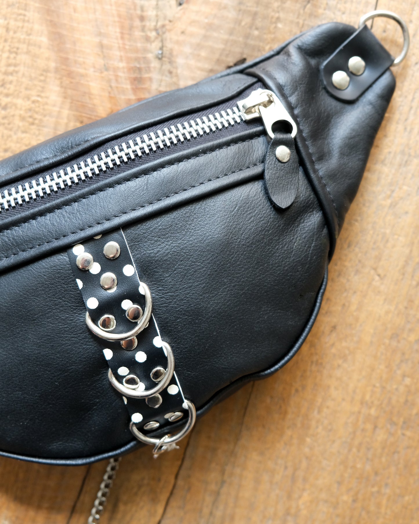 Mini Tabitha: Black and Polka Dots with Chain