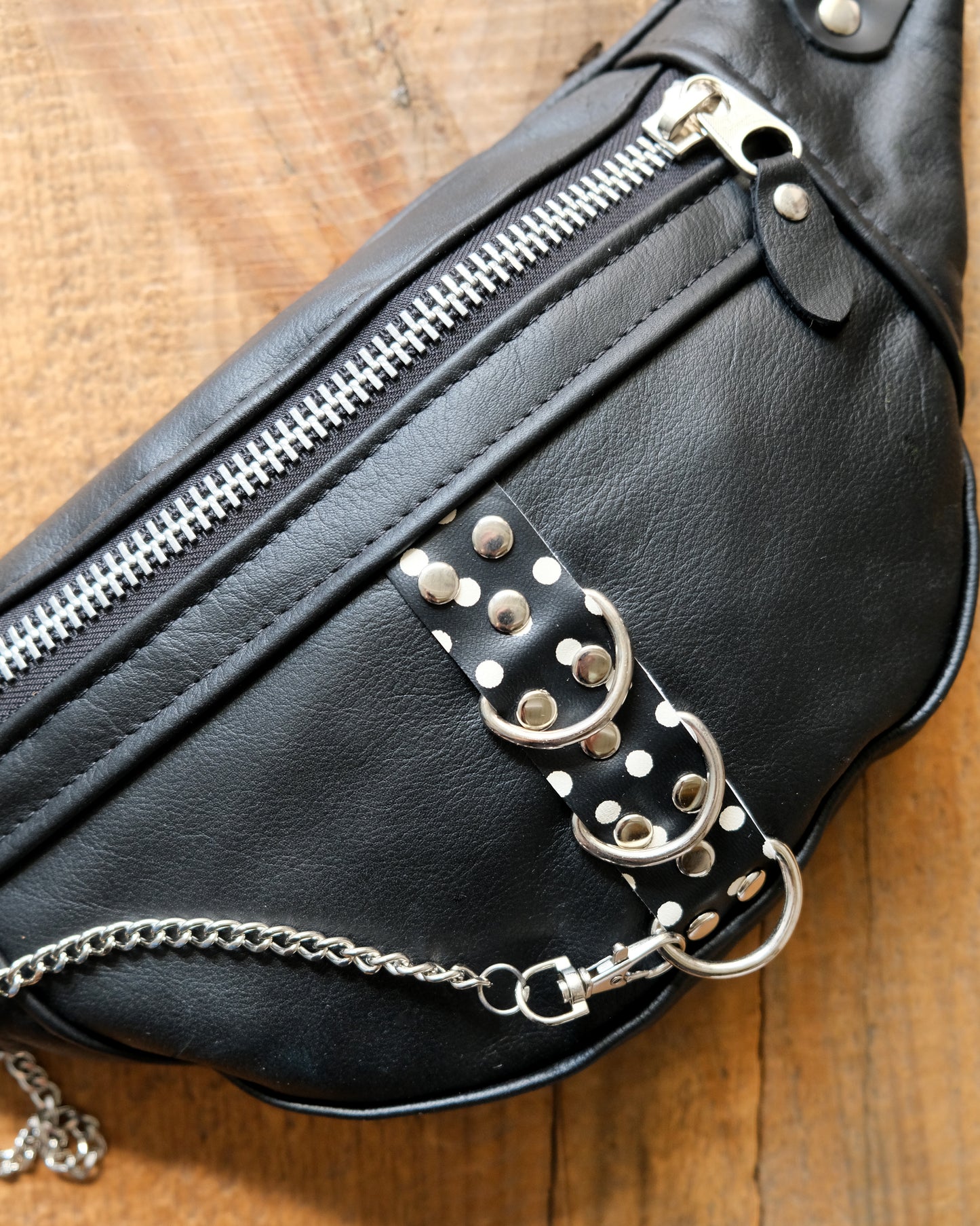 Mini Tabitha: Black and Polka Dots with Chain