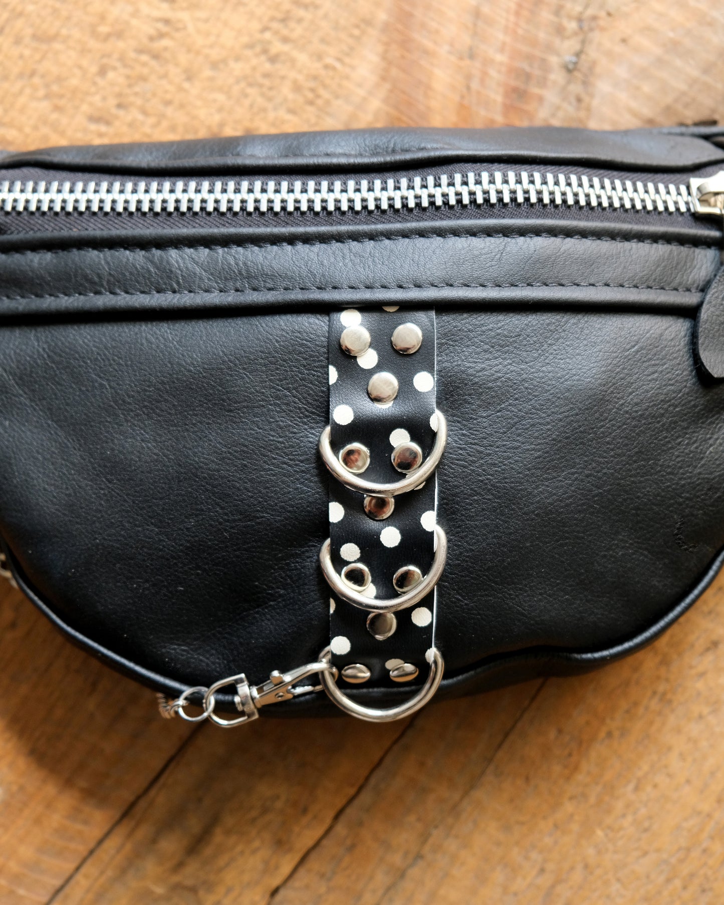 Mini Tabitha: Black and Polka Dots with Chain