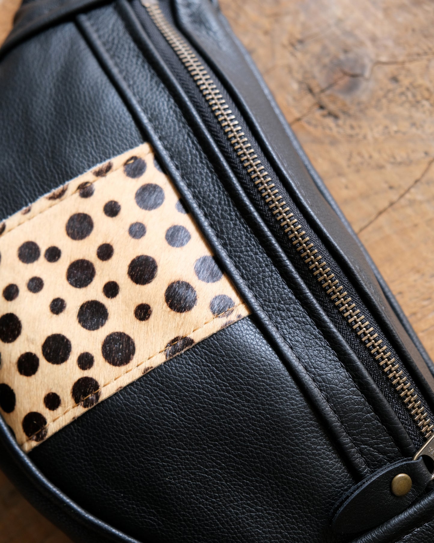 Mini Tabitha: Black and Dots Leather