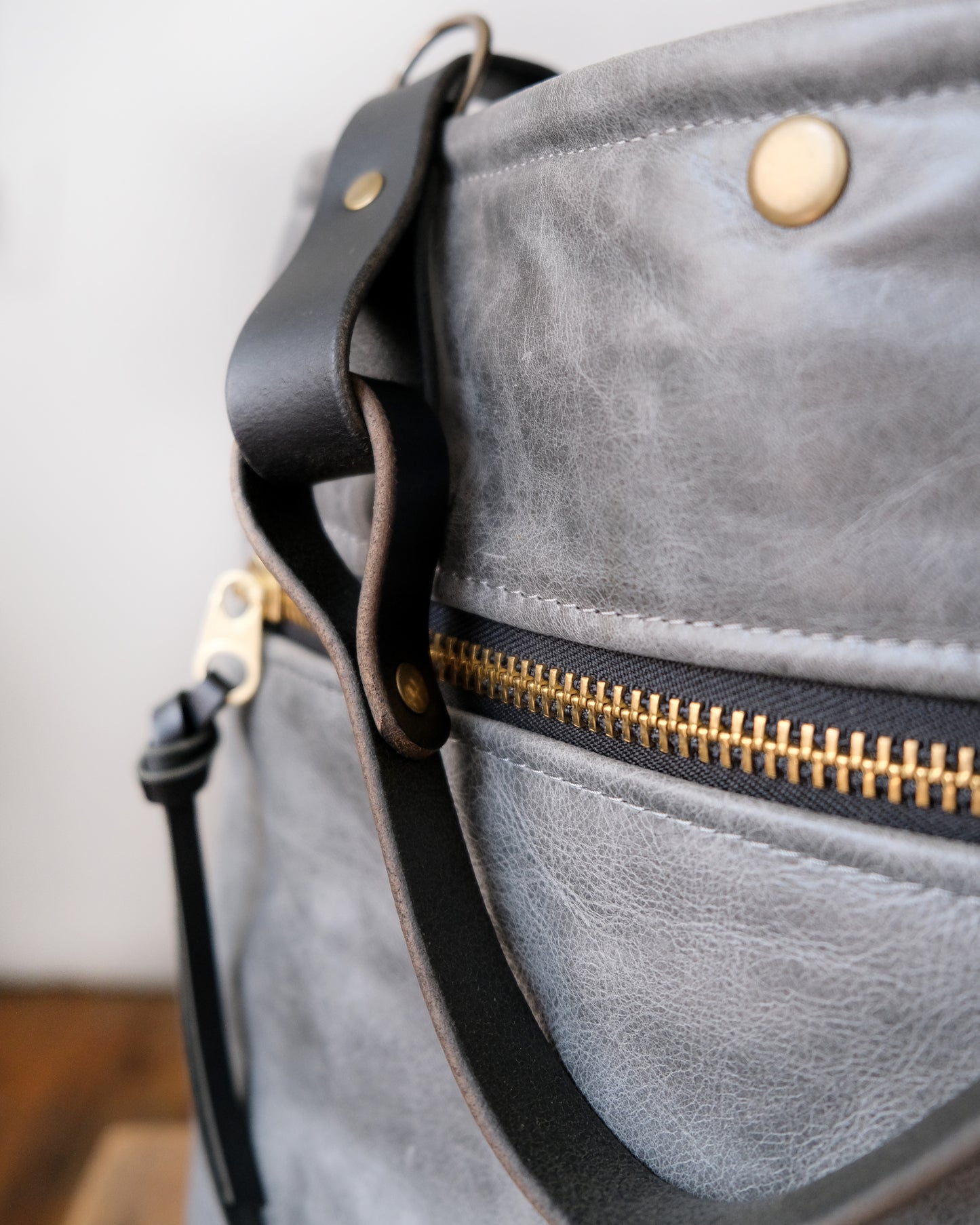 Zip-Top Convertible Backpack: Grey Leather