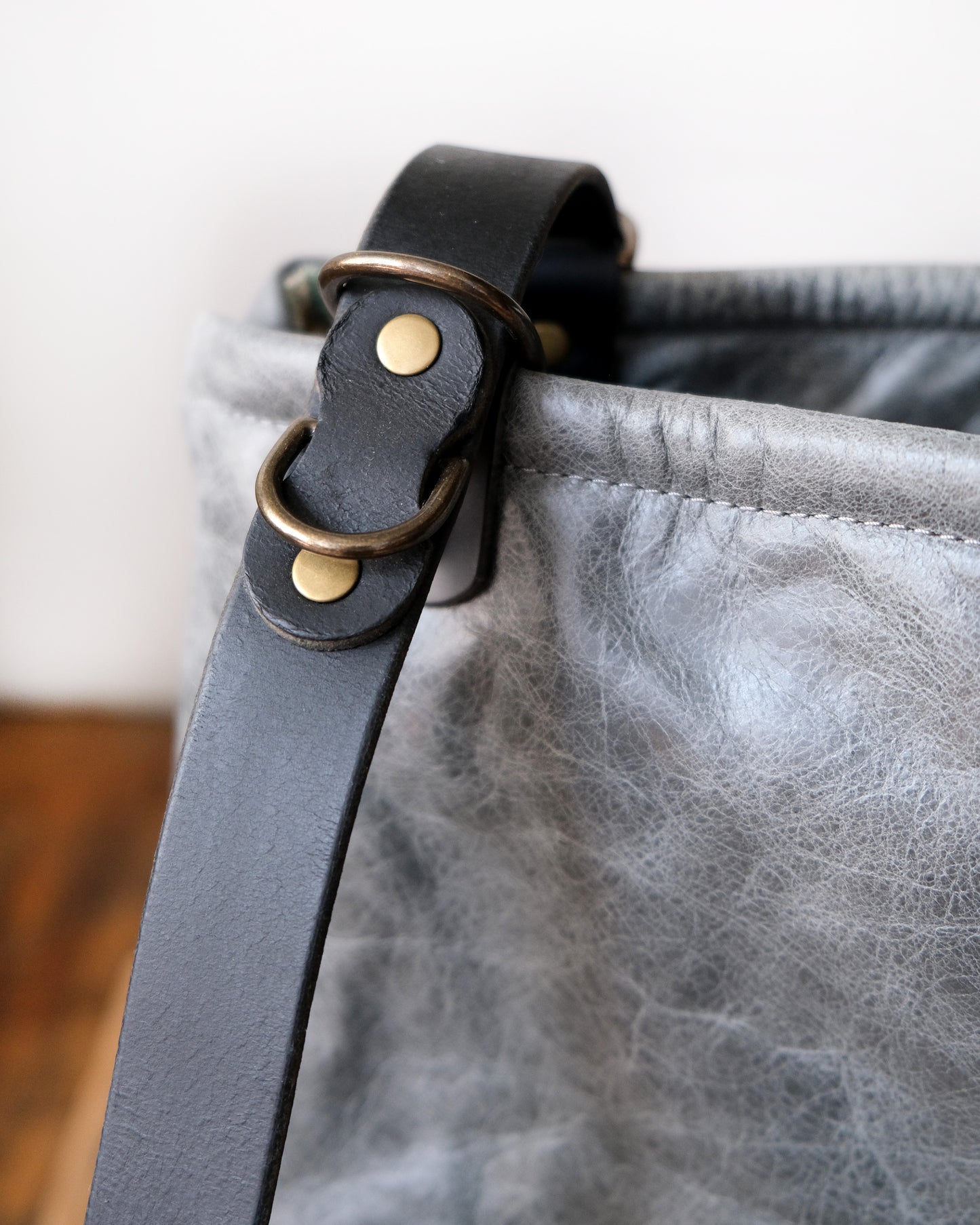 Zip-Top Convertible Backpack: Grey Leather