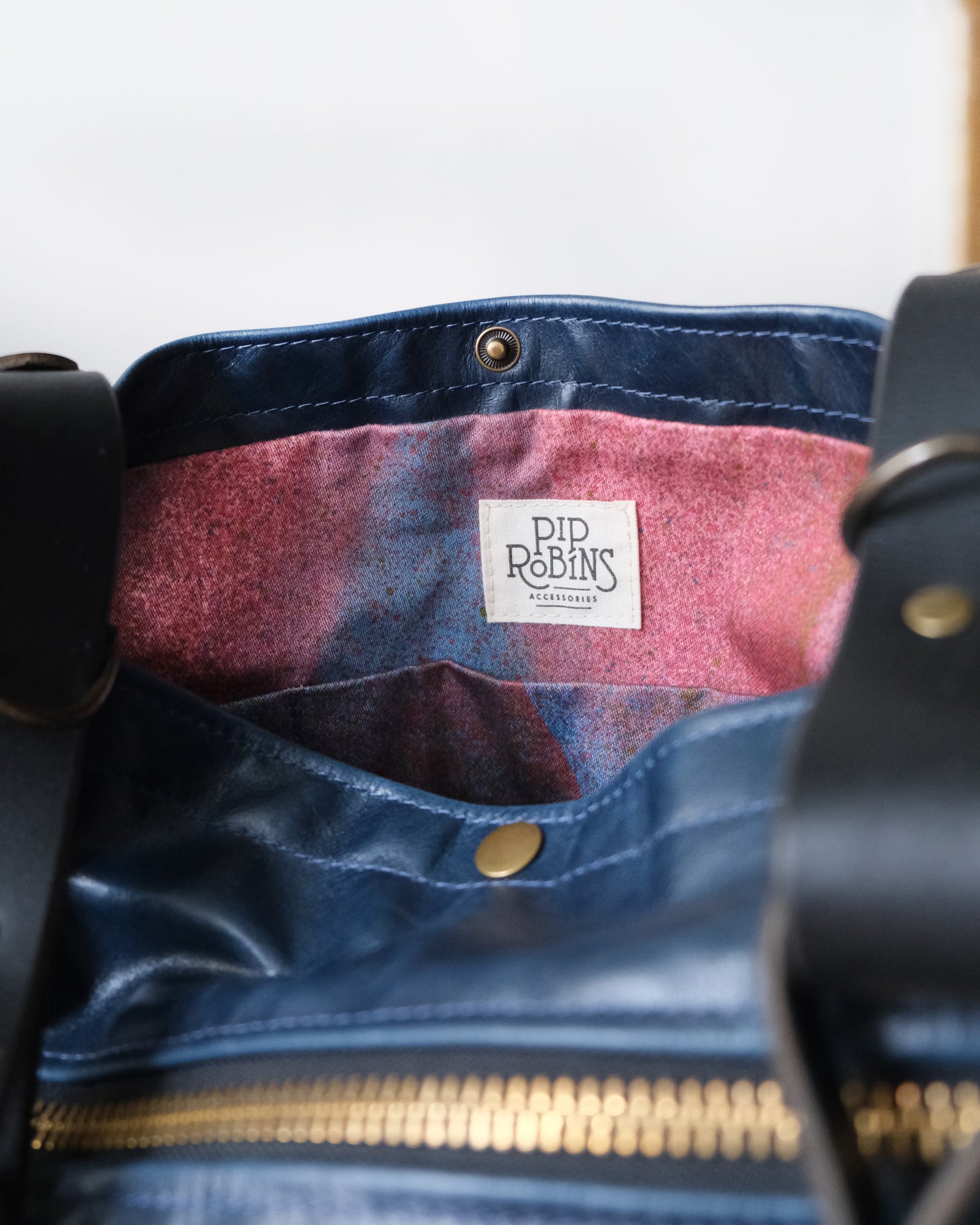 Convertible Backpack: Navy Leather (Brass Hardware)