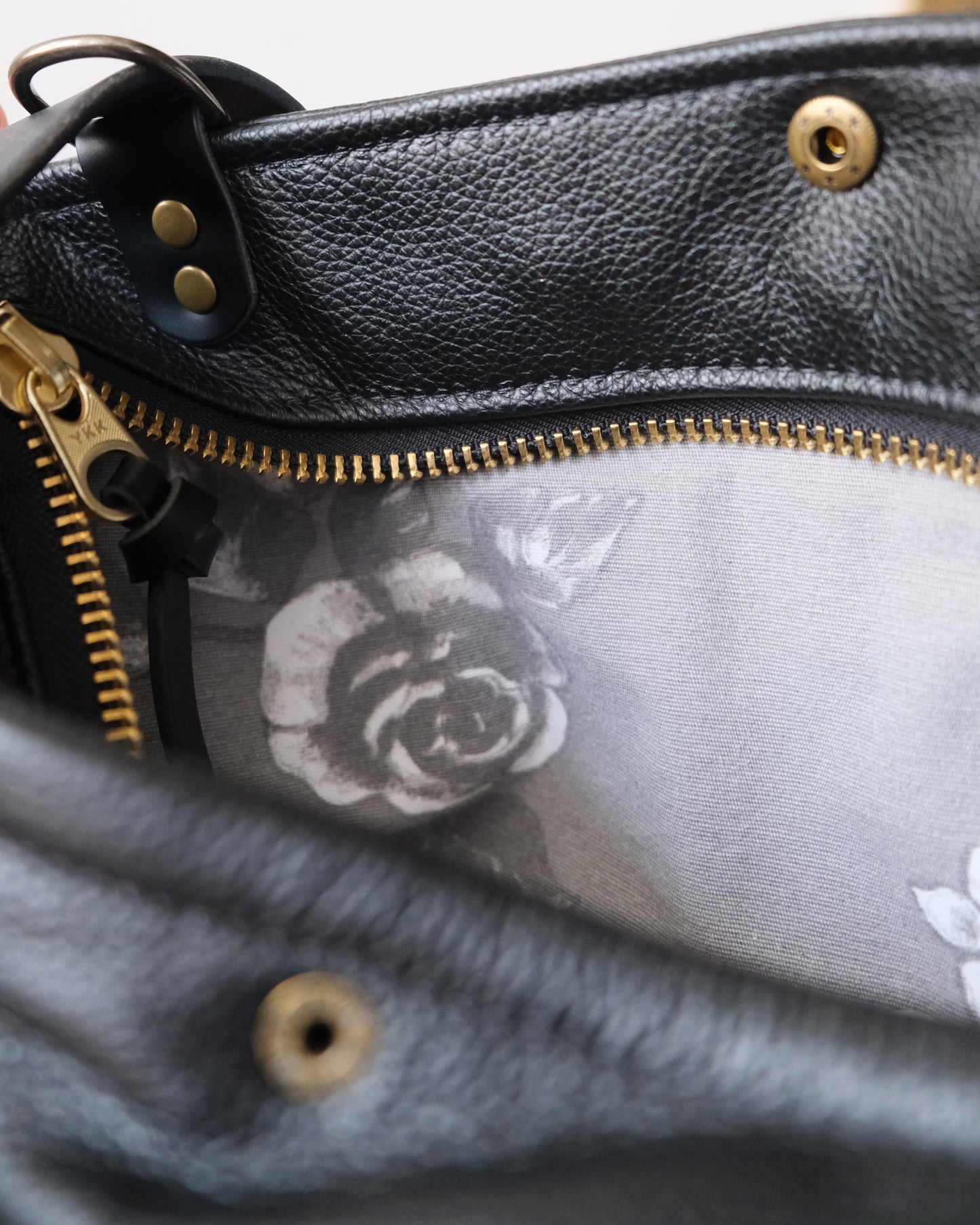 Zip-Top Convertible Backpack: Black Leather (Brass Hardware)