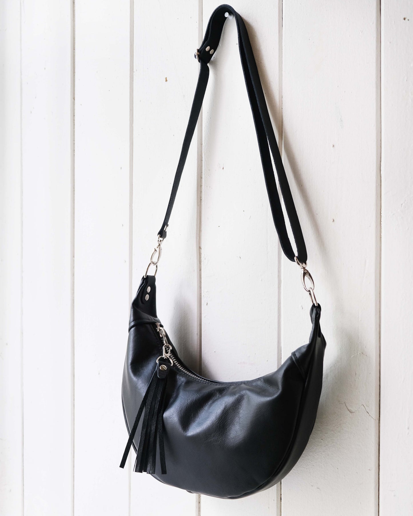 Mini Juno Bag: Black w/ Silver Hardware