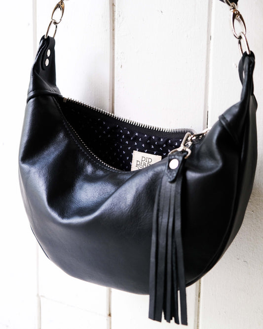 Mini Juno Bag: Black w/ Silver Hardware