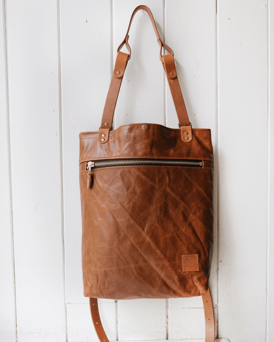 Convertible Backpack: Cognac Leather