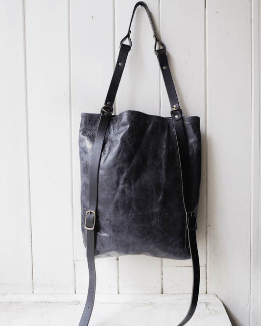 Convertible Backpack: Navy Leather