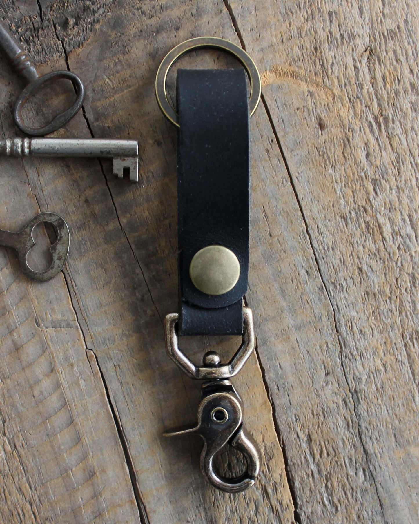 Leather Keychain with Swivel Clip