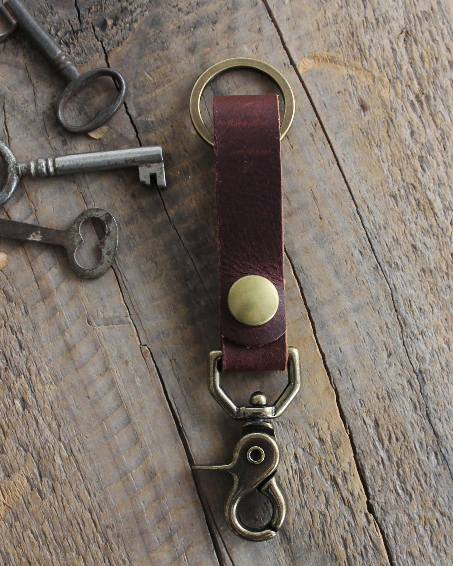 Leather Keychain with Swivel Clip