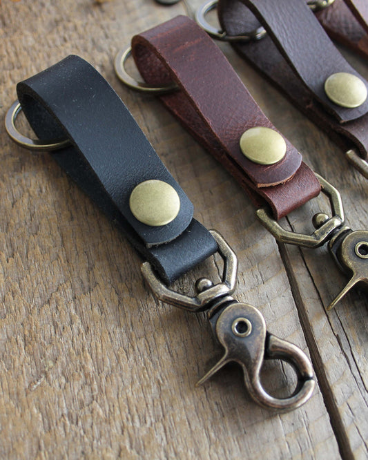 Leather Keychain with Swivel Clip