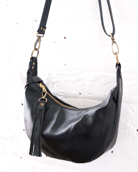 Mini Juno Bag: Black and Brass